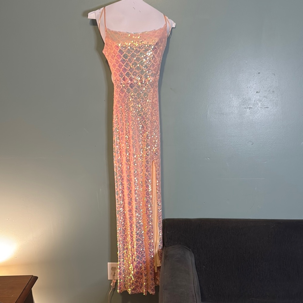 City Triangles Pink Sequin Prom Dress